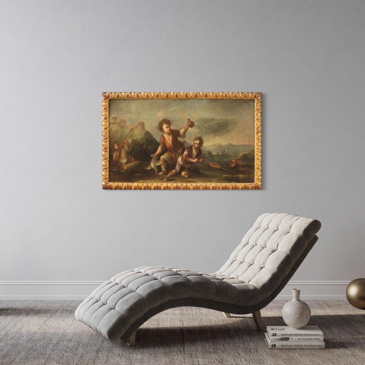 Tableau Huile Sur Toile Paysage Avec Des Enfants Du 18ème Siècle-photo-5