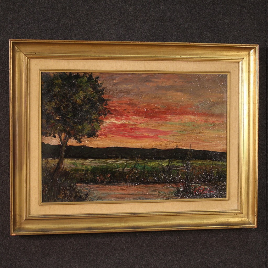 Tableau Paysage Italien Signé F. Rontini, Années 1940