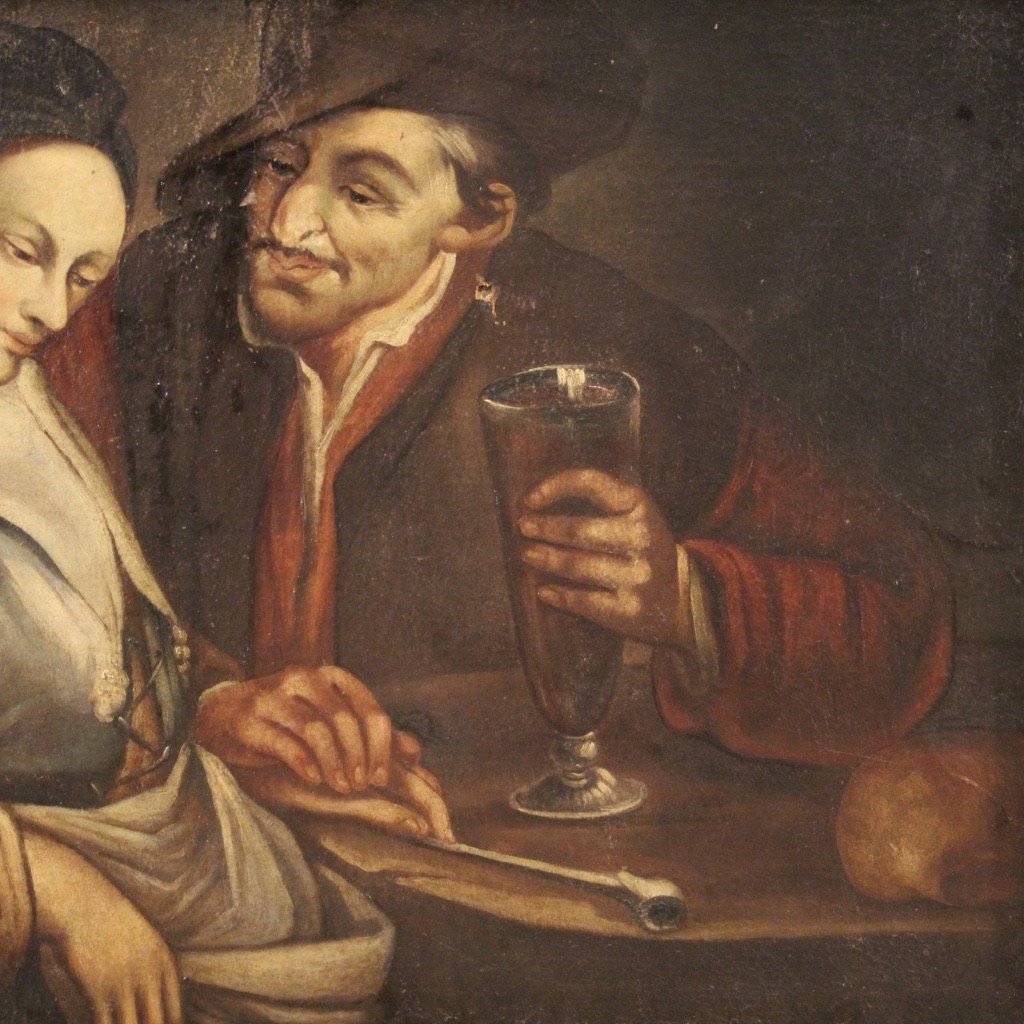 Flemish Painting Interior Scene From The 18th Century-photo-7