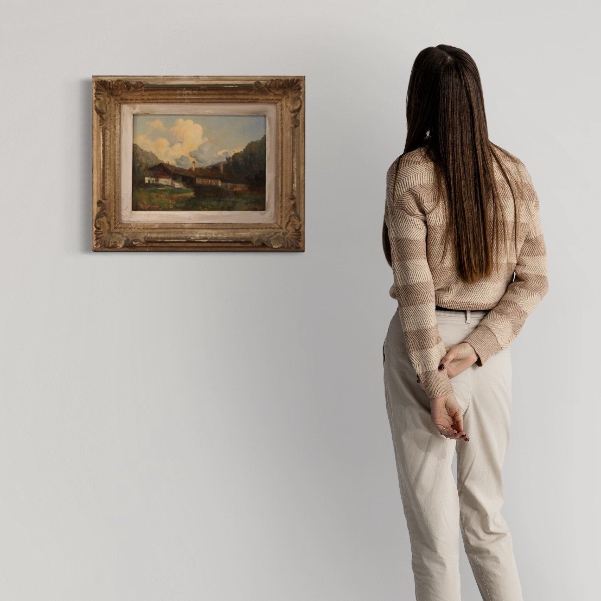 Painting Oil On Masonite Mountain Landscape From The 20th Century-photo-4