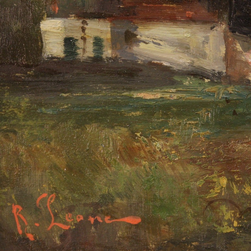 Painting Oil On Masonite Mountain Landscape From The 20th Century-photo-1