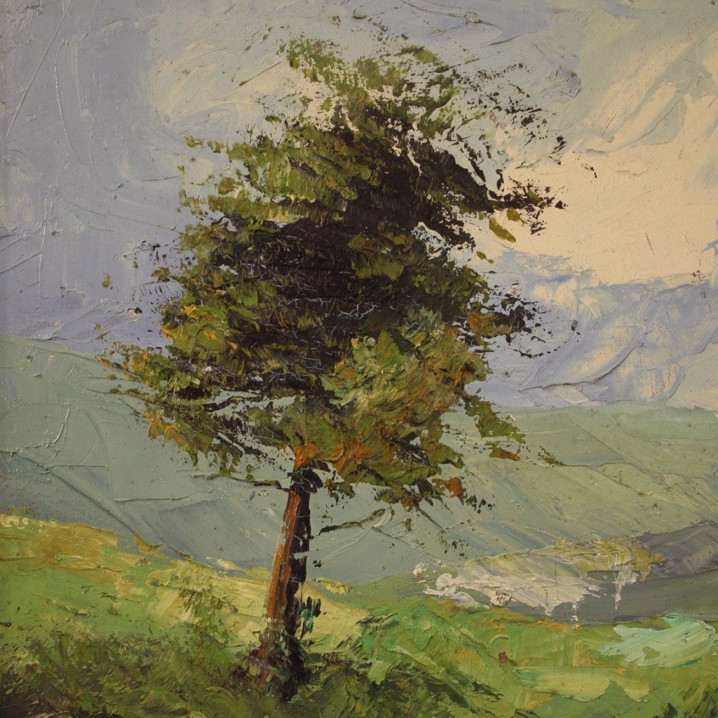 Signed Painting Landscape Of Countryside From The 20th Century-photo-6