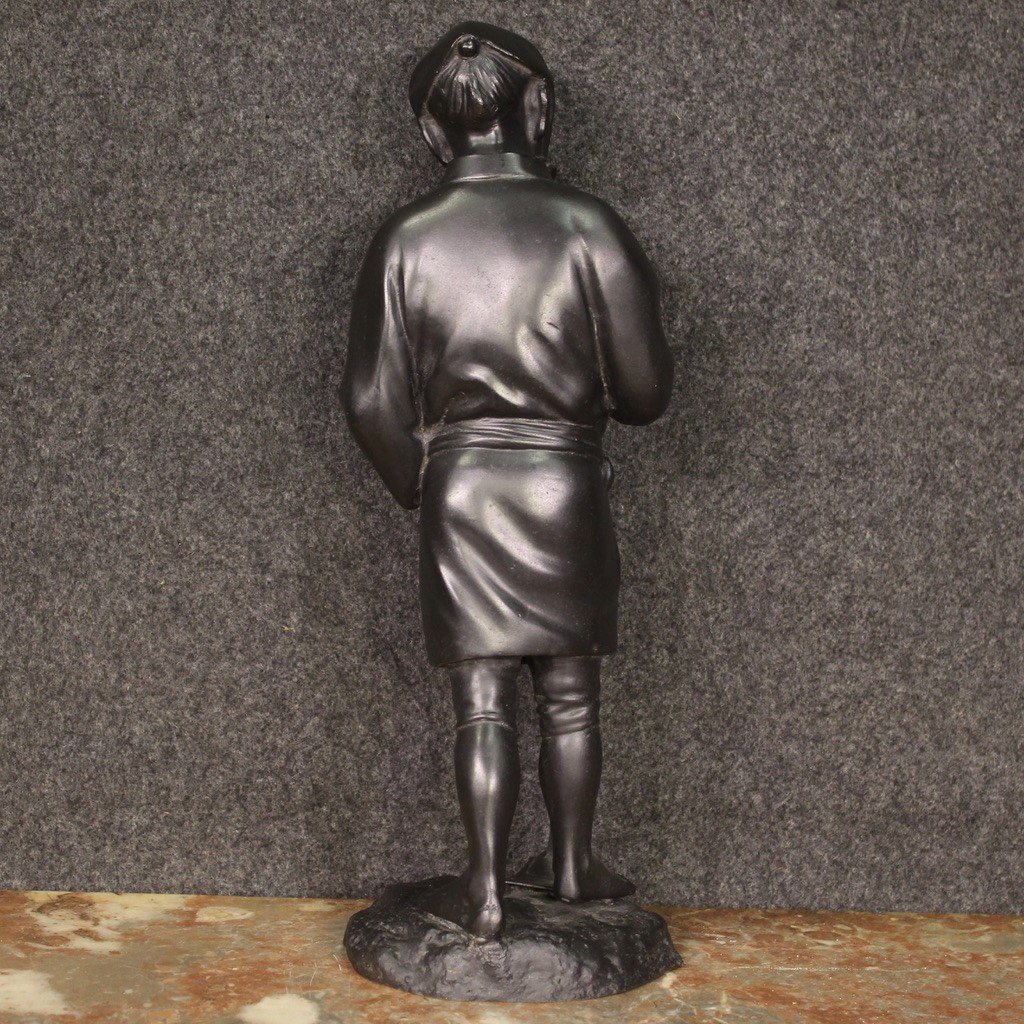 Japanese Bronze Sculpture Pipe Smoker From The 20th Century-photo-4