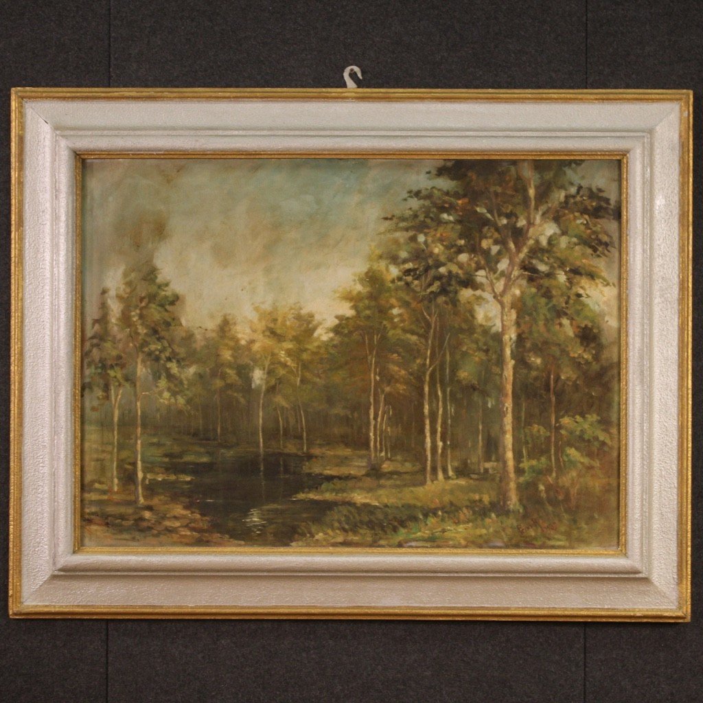 Italian Painting Signed And Dated 1939 Woodland Landscape-photo-2
