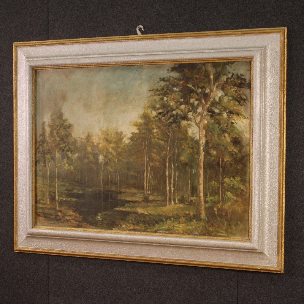 Italian Painting Signed And Dated 1939 Woodland Landscape-photo-4