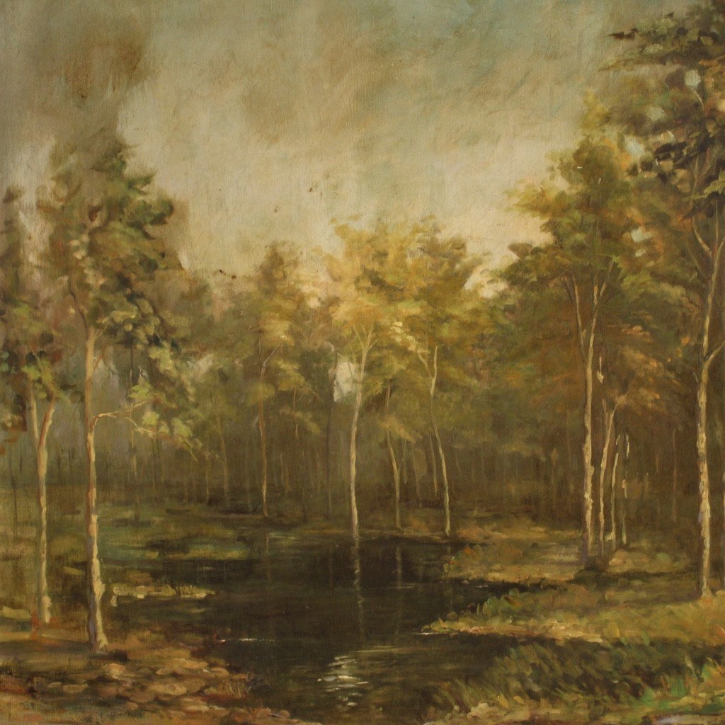 Italian Painting Signed And Dated 1939 Woodland Landscape-photo-5