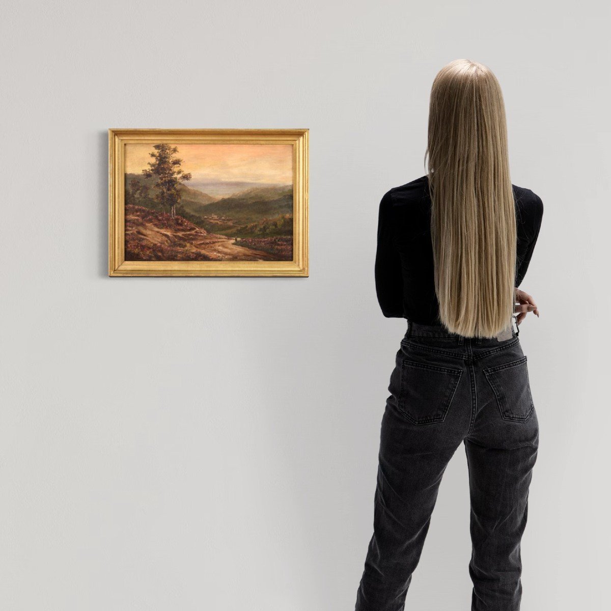 Petit Tableau Français Paysage Romantique Des Années 1920-photo-3