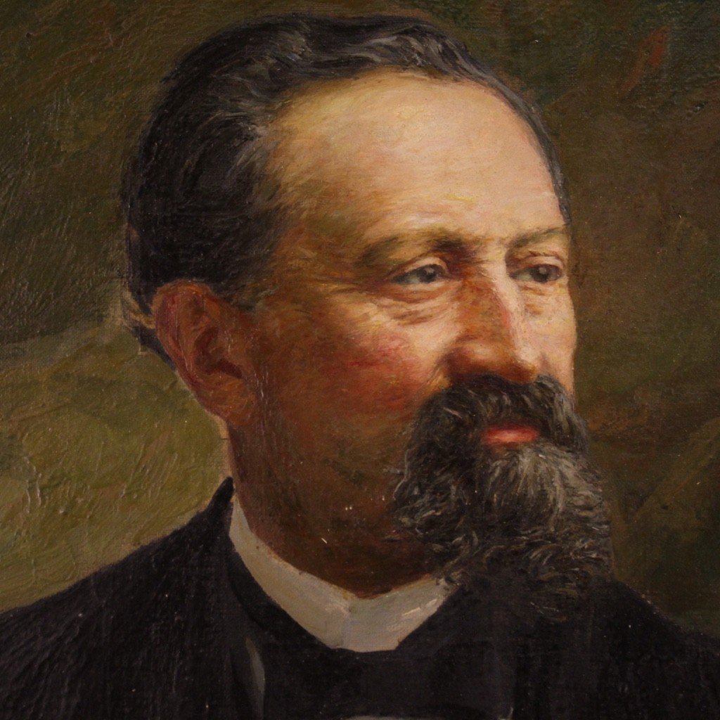 Italian Painting Signed Agazzi And Dated 1908-photo-3