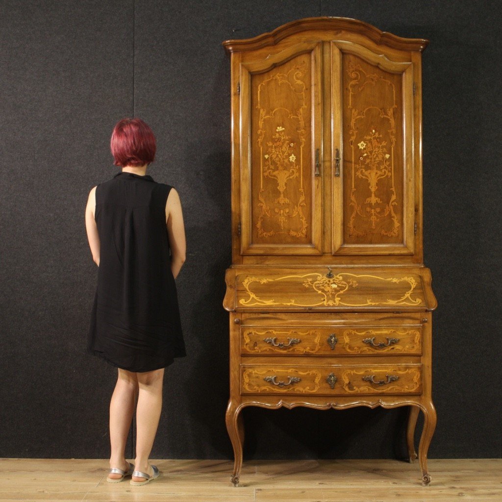 Italian Trumeau In Inlaid Wood In Louis XV Style-photo-2