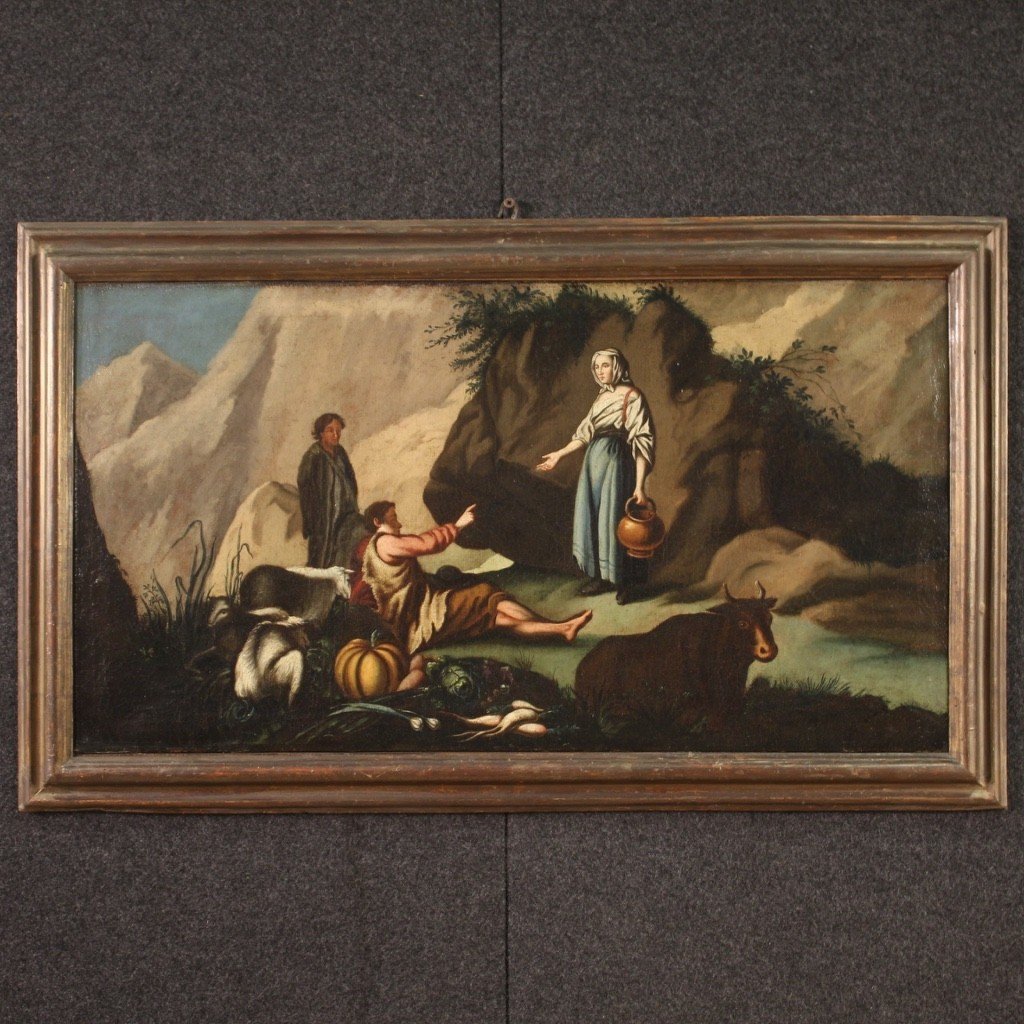 Painting Landscape Pastoral Scene From The 18th Century-photo-2