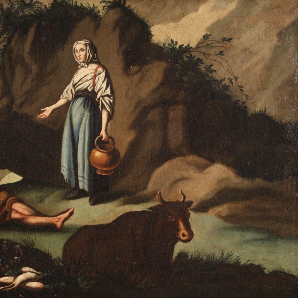 Painting Landscape Pastoral Scene From The 18th Century-photo-1