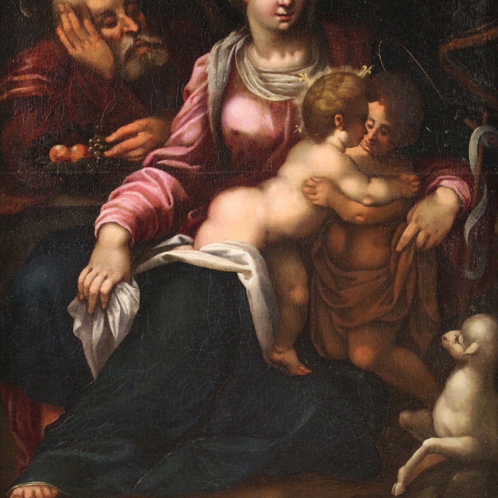 Tuscan School Of The 16th Century, Painting Holy Family-photo-4
