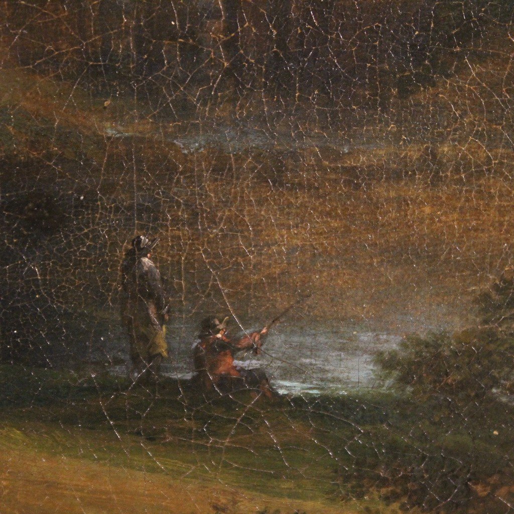 Flemish Painting Landscape With Figures From The 17th Century, The Apparition Of Jesus-photo-5
