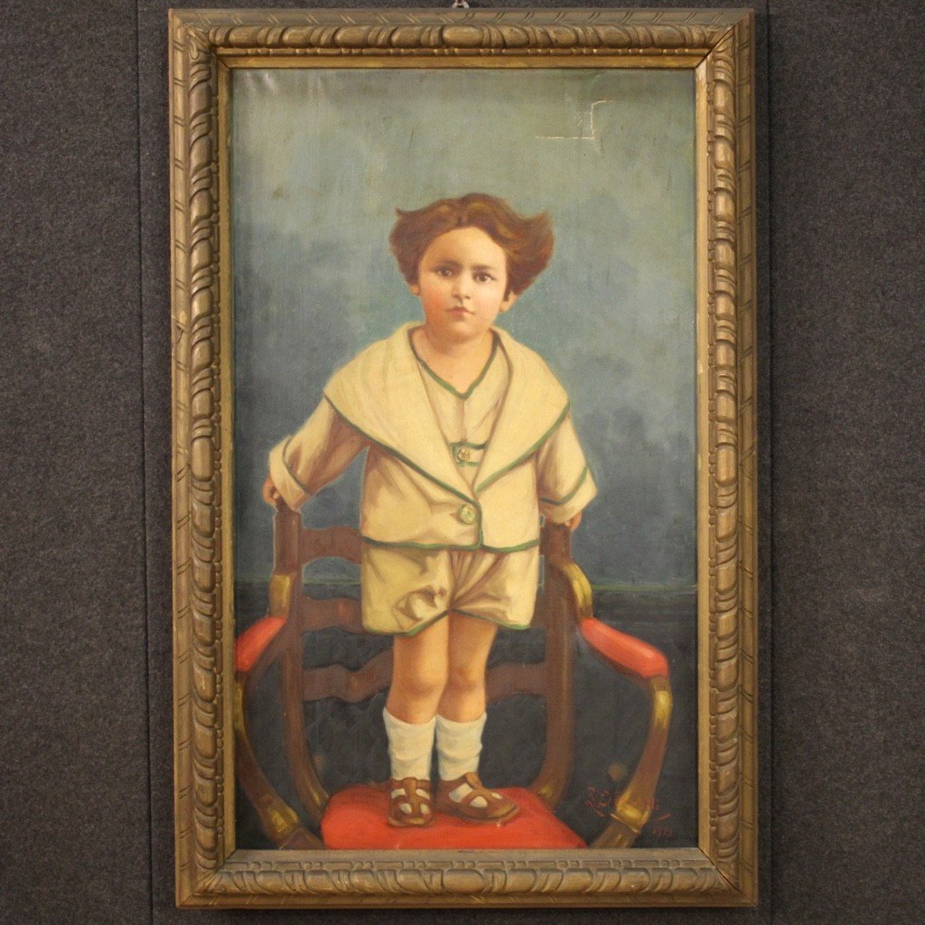 Italian Painting Portrait Of A Child Signed And Dated