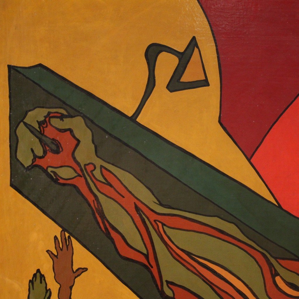 Surrealist Italian Painting Crucifixion From The 20th Century-photo-8