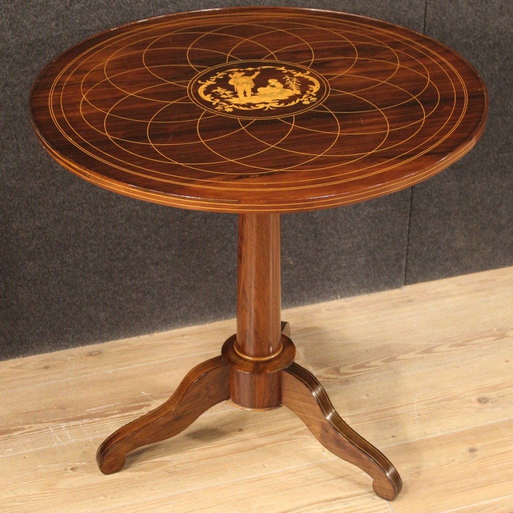 Table De Salon Anglaise En Bois Incrusté Du 20ème Siècle-photo-5