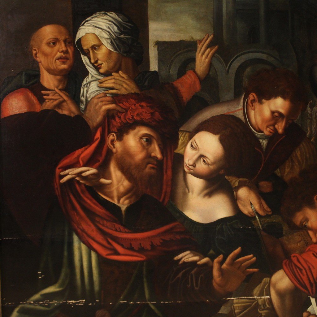 Grande Peinture Flamande Sur Panneau Du 16ème Siècle, La Vocation De Saint Matthieu-photo-3