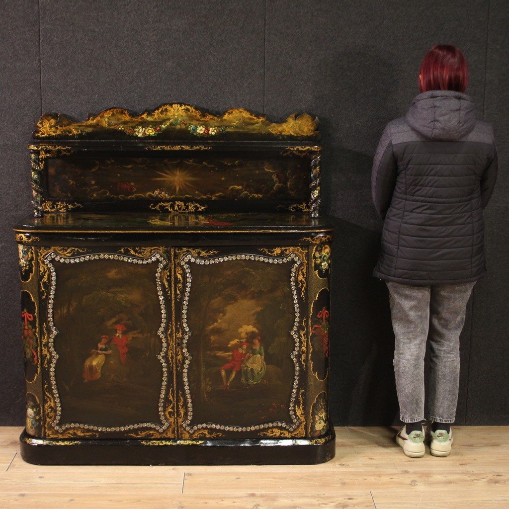 19th Century English Lacquered And Painted Sideboard-photo-2