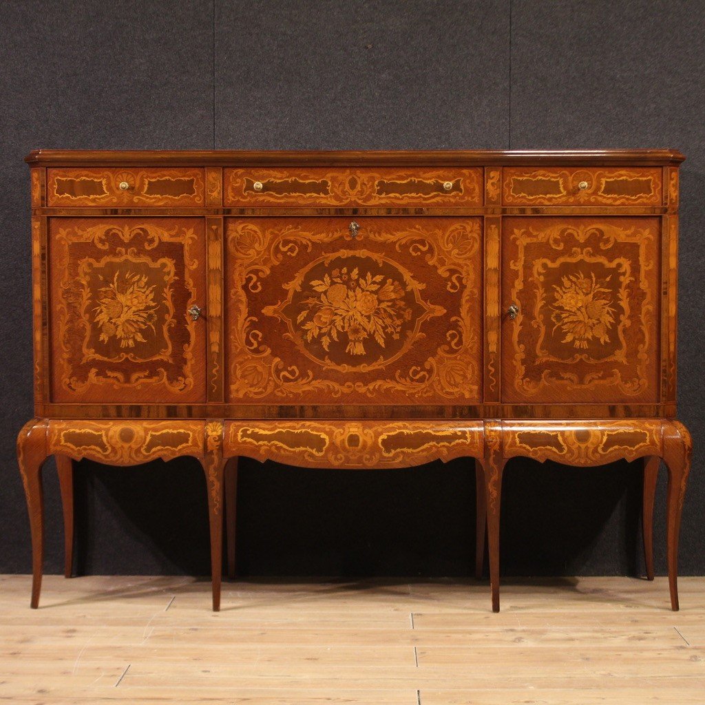 Great 20th Century Inlaid Wood Bar Cabinet-photo-2