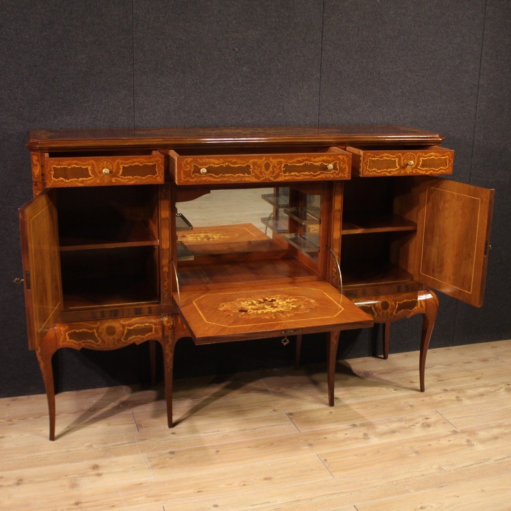 Great 20th Century Inlaid Wood Bar Cabinet-photo-1