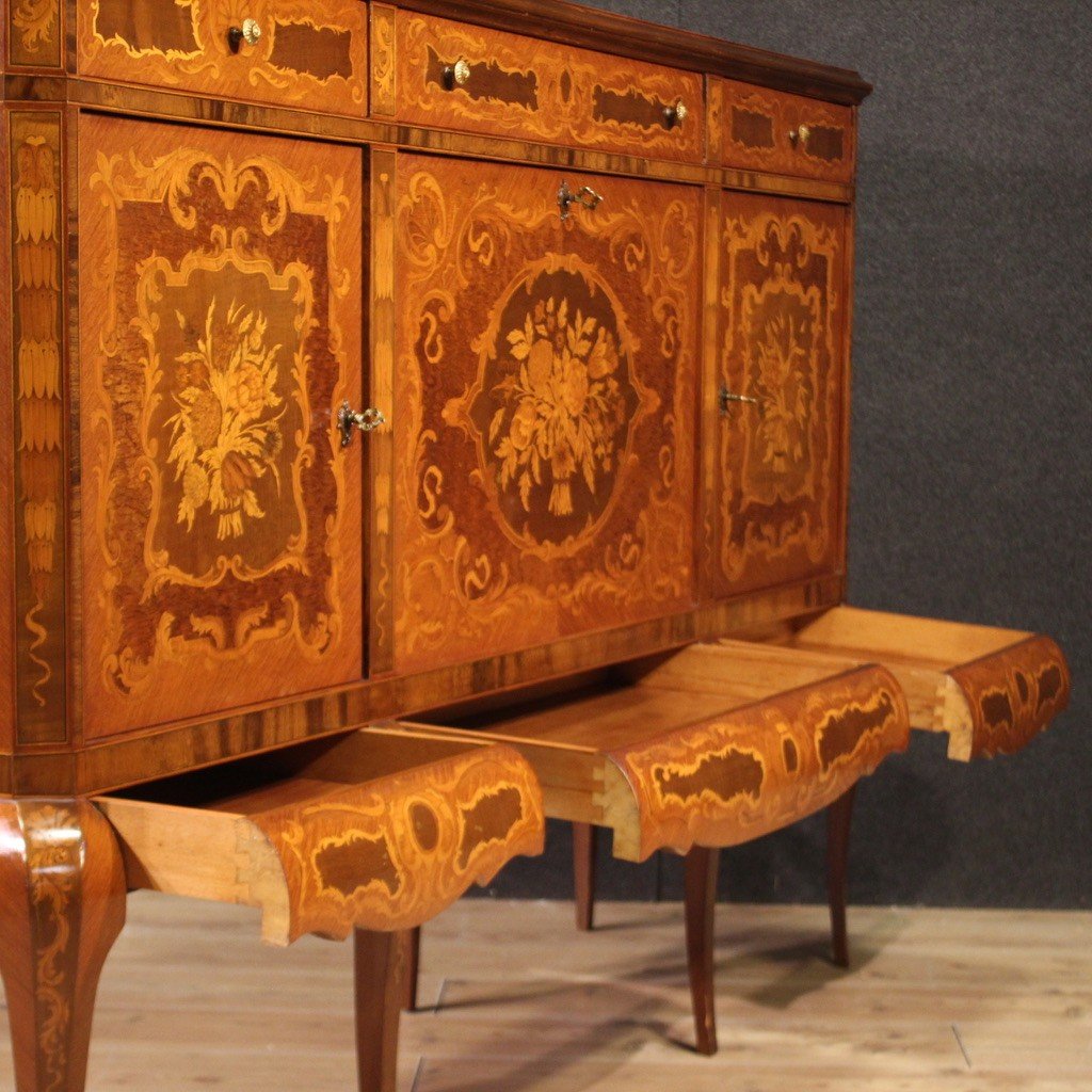 Great 20th Century Inlaid Wood Bar Cabinet-photo-3