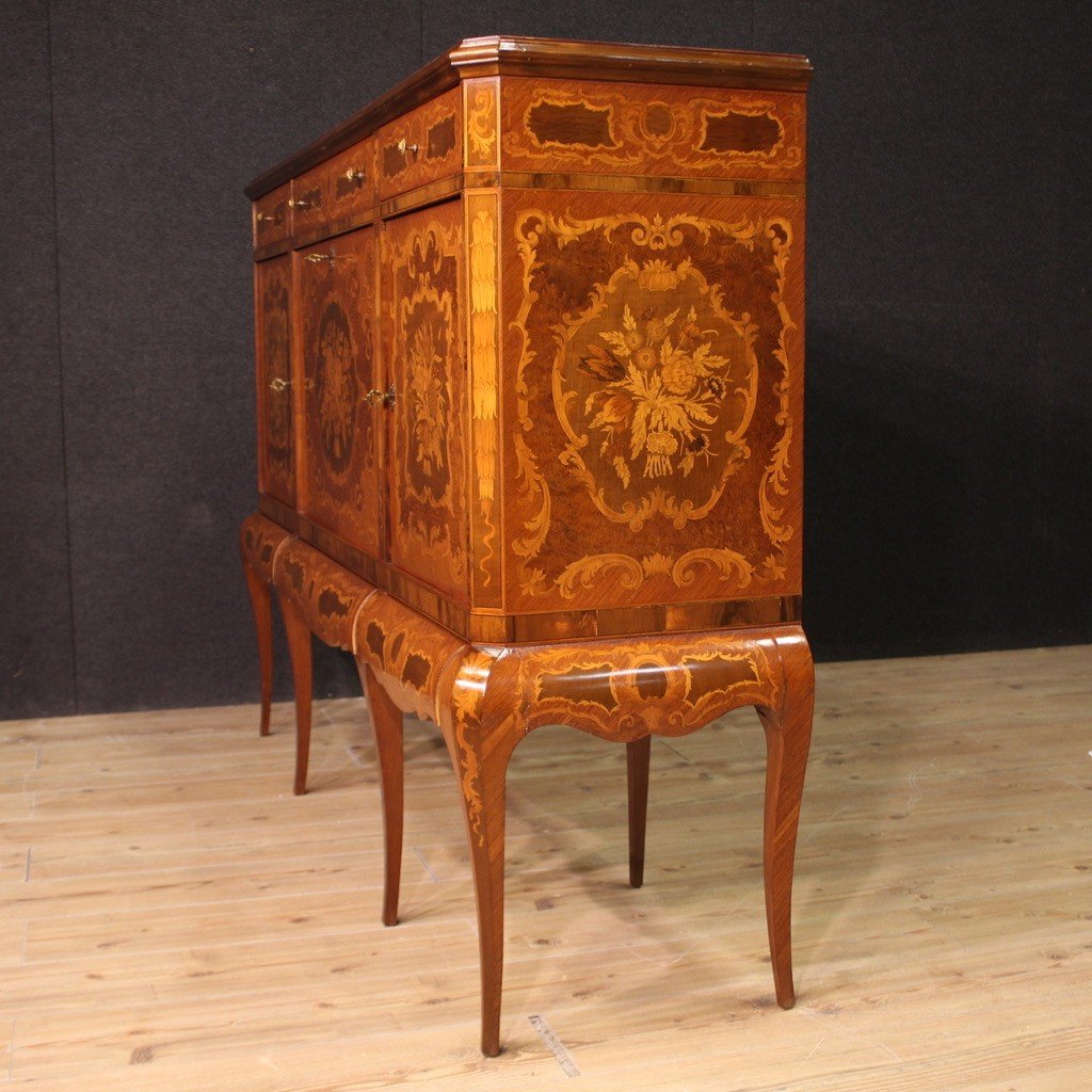 Great 20th Century Inlaid Wood Bar Cabinet-photo-7