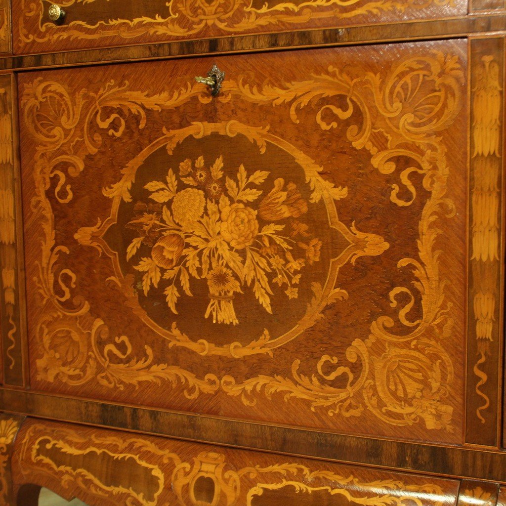 Great 20th Century Inlaid Wood Bar Cabinet-photo-8