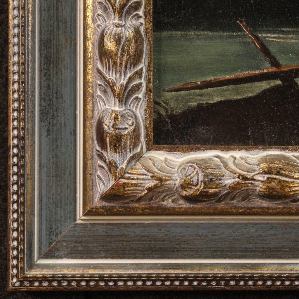 Tableau Ancien Paysage Avec Personnages Du 18ème Siècle-photo-2