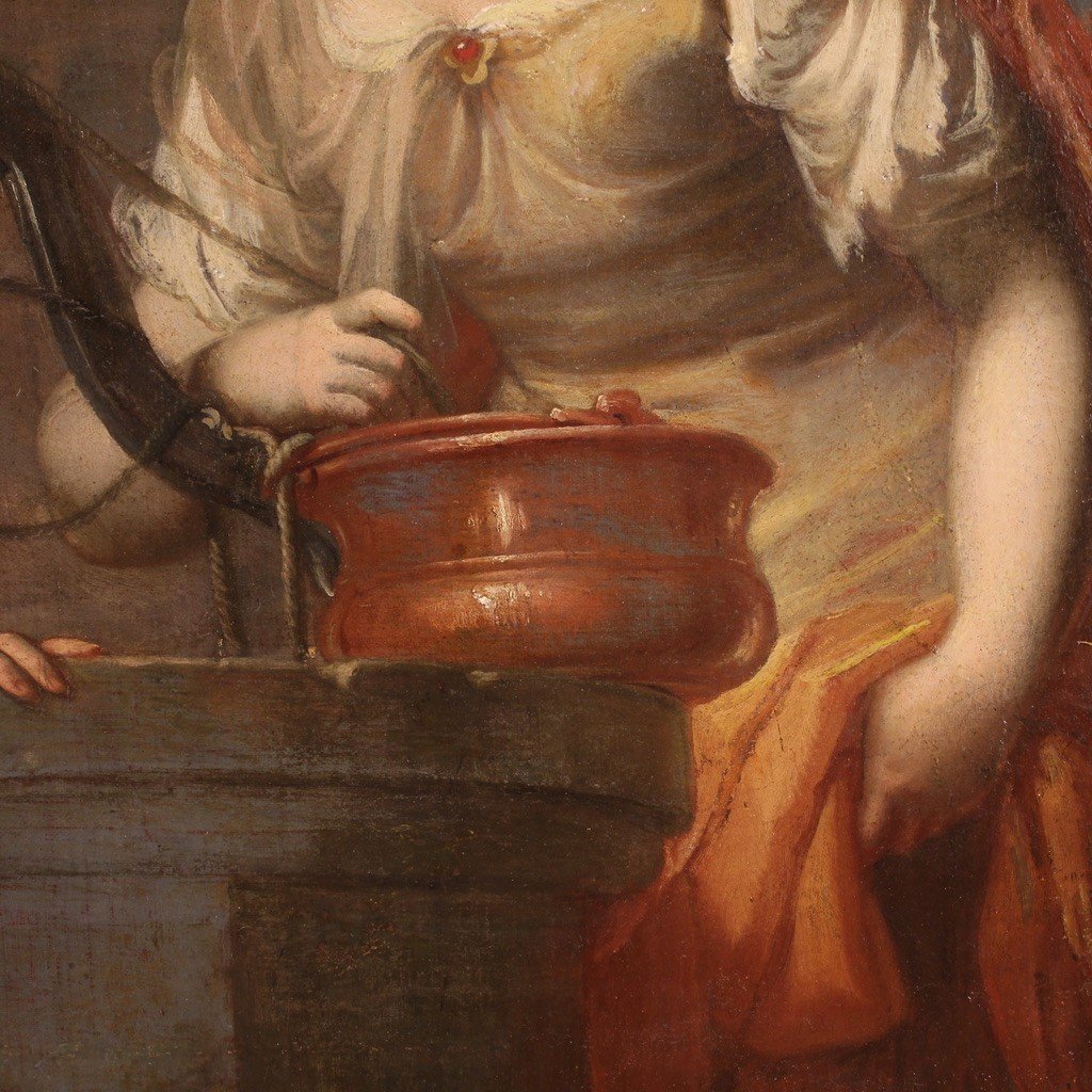 Italian School Painting Of The 17th Century, Jesus And The Samaritan Woman At The Well ​-photo-8