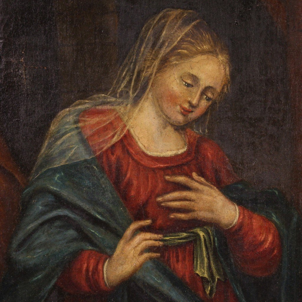 Great 17th Century French Painting, Adoration Of The Shepherds-photo-2