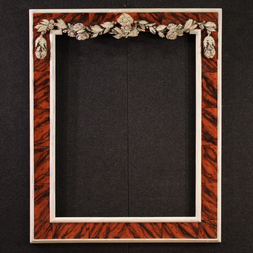 20th Century Italian Lacquered And Painted Frame