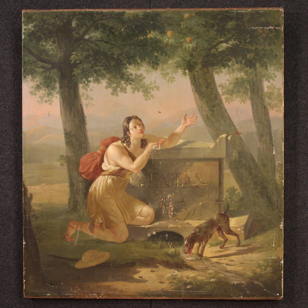 Great 19th Century Neoclassical Panel Painting-photo-2