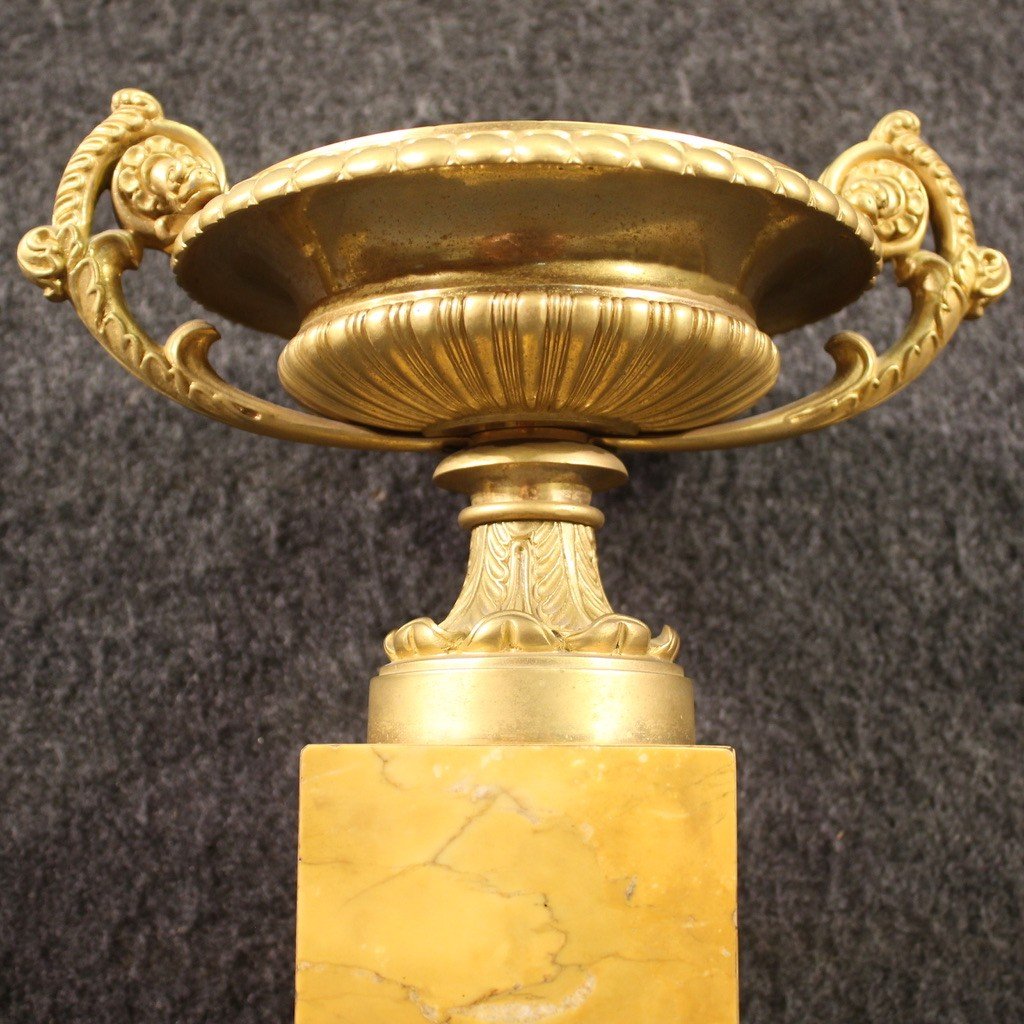 Pair Of Gilded Bronze And Yellow Marble Centerpieces-photo-4
