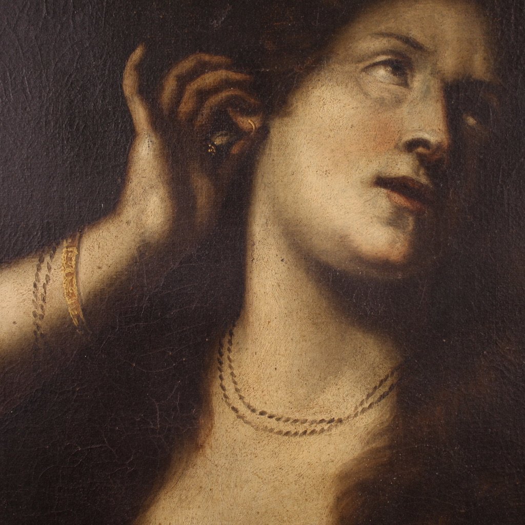 17th Century Italian Painting, Magdalene Renouncing The Vanities-photo-7