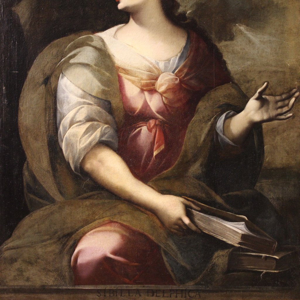 Pair Of 17th Century Italian Paintings, The Delphic Sibyl And The Cumaean Sibyl-photo-1