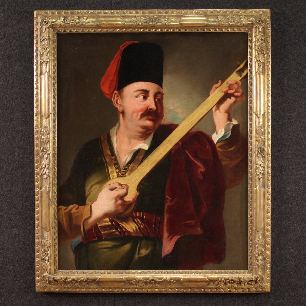 Paire De Tableaux Anciens Du 18ème Siècle, Portraits En Costume Traditionnel-photo-3