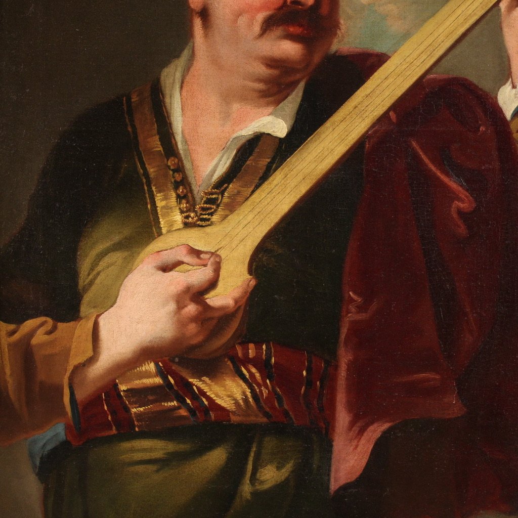 Paire De Tableaux Anciens Du 18ème Siècle, Portraits En Costume Traditionnel-photo-1