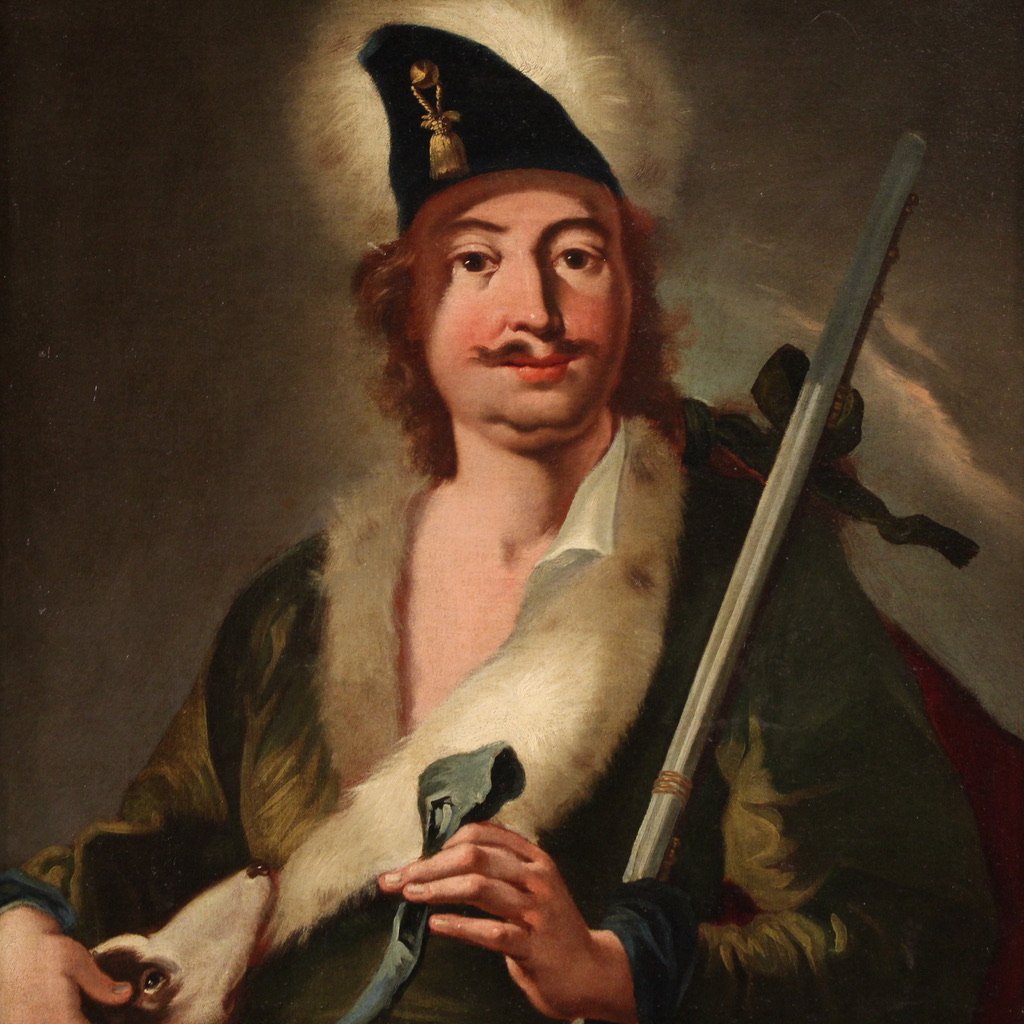 Paire De Tableaux Anciens Du 18ème Siècle, Portraits En Costume Traditionnel-photo-4