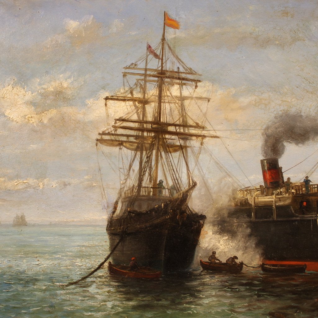 Great Seascape Painting Signed And Dated 1895-photo-3