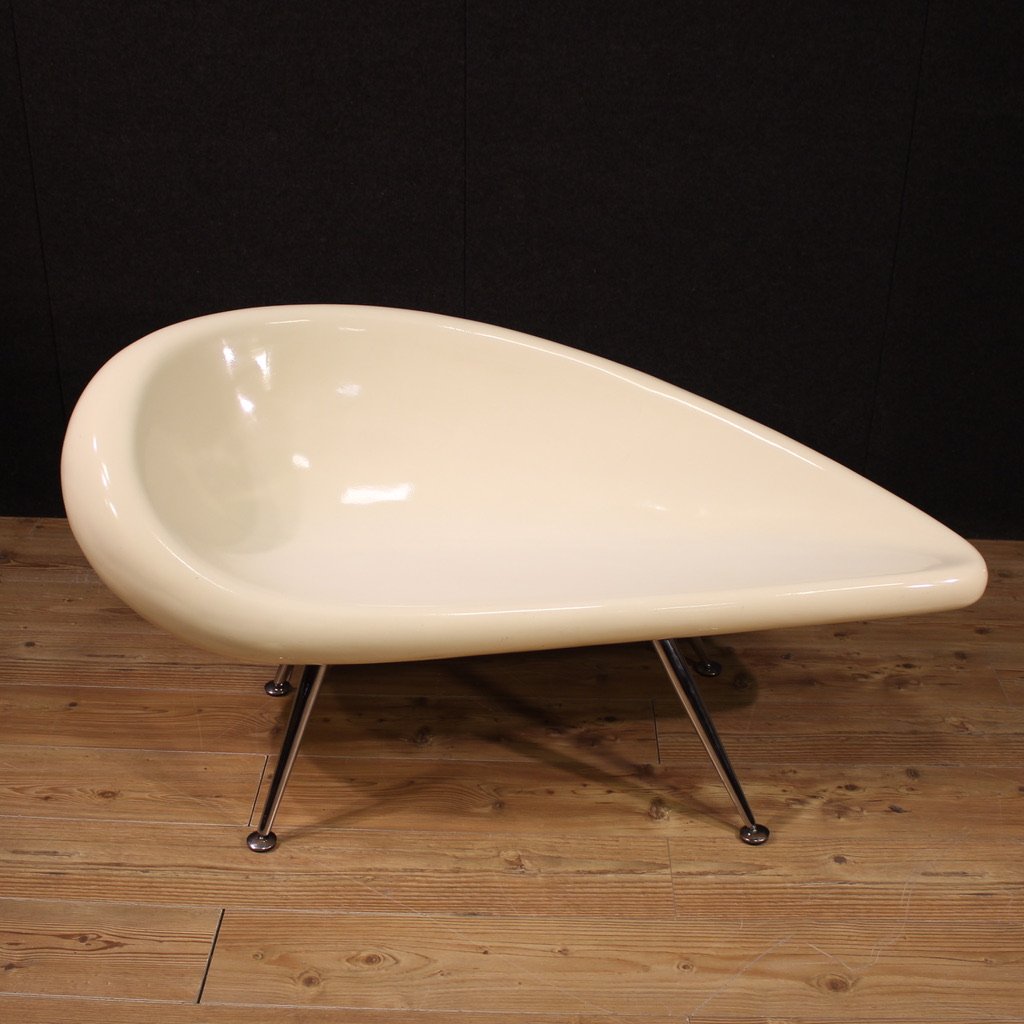 70's Design Sofa In Fiberglass And Chromed Metal-photo-2