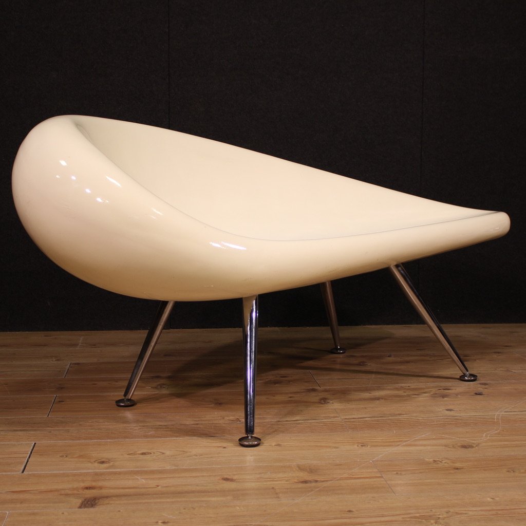70's Design Sofa In Fiberglass And Chromed Metal-photo-3