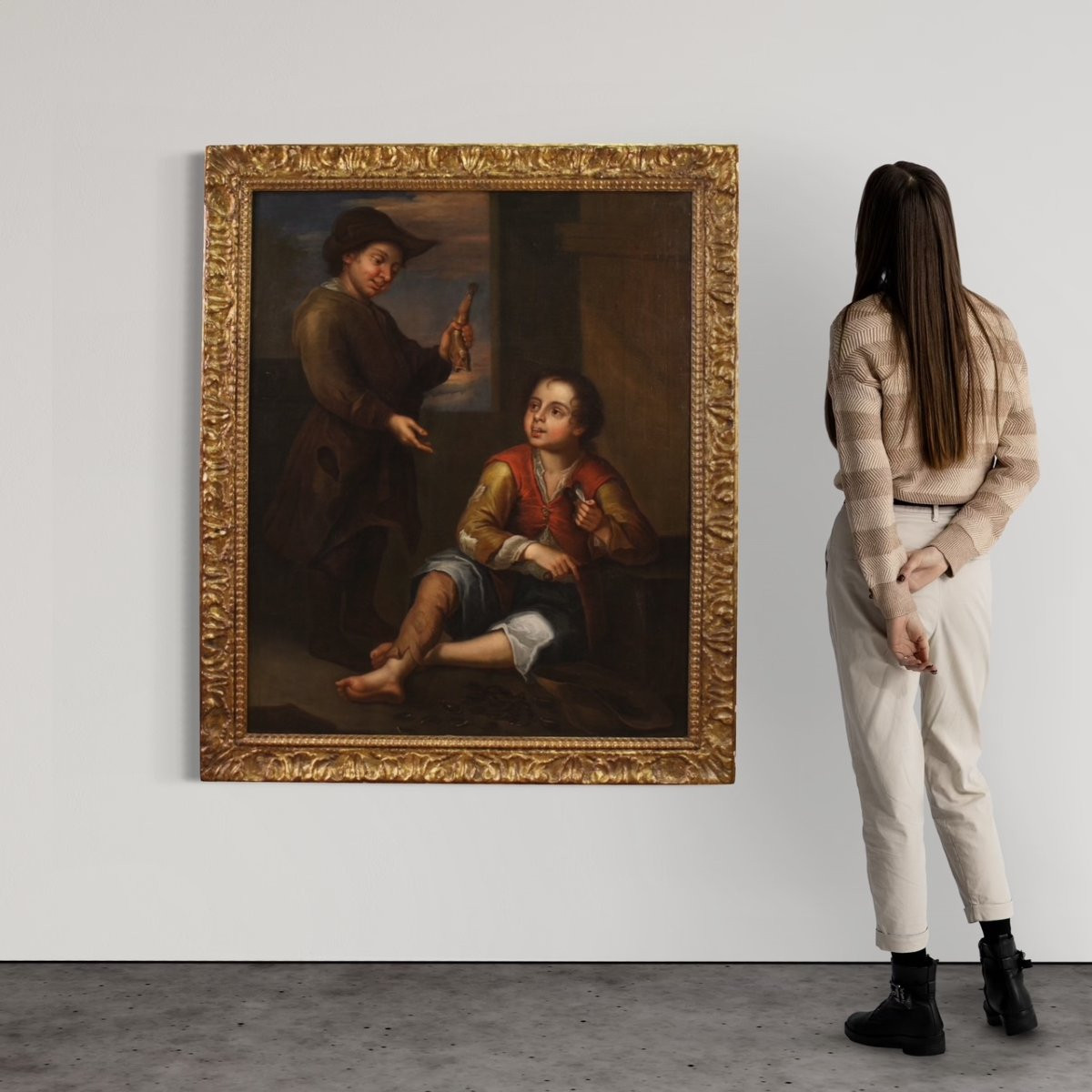 Grande Peinture Espagnole Scène De Genre Du 18ème Siècle-photo-2