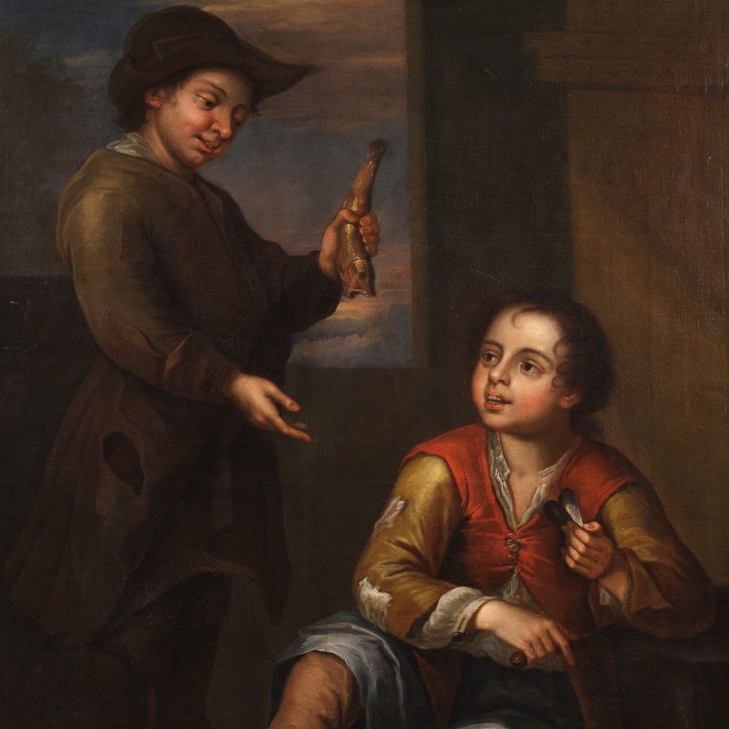 Grande Peinture Espagnole Scène De Genre Du 18ème Siècle-photo-3