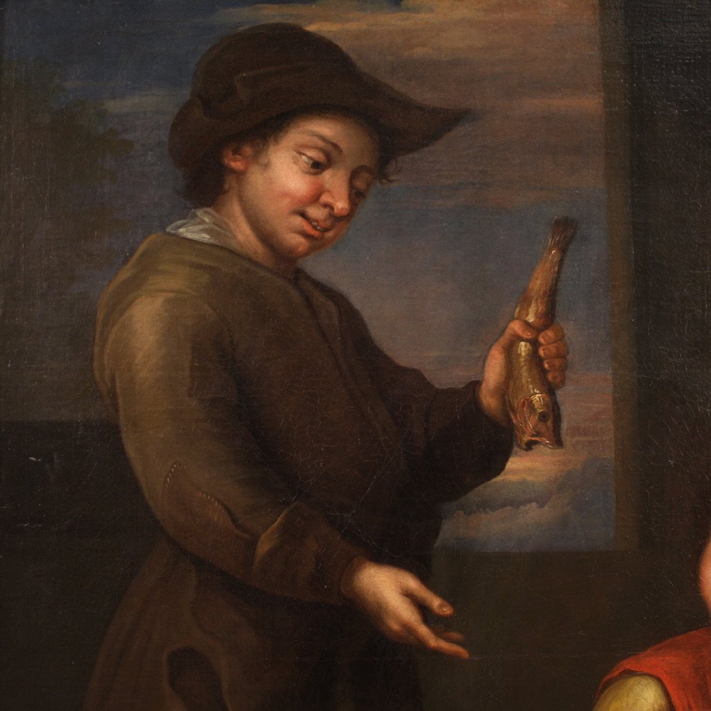 Grande Peinture Espagnole Scène De Genre Du 18ème Siècle-photo-6