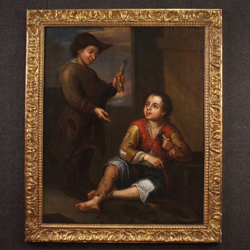 Grande Peinture Espagnole Scène De Genre Du 18ème Siècle
