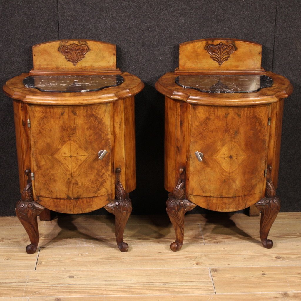 Paire De Tables De Chevet Italiennes Du 20ème Siècle-photo-3