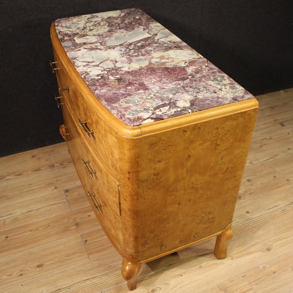 Commode en bouleau avec dessus en marbre du 20ème siècle-photo-3