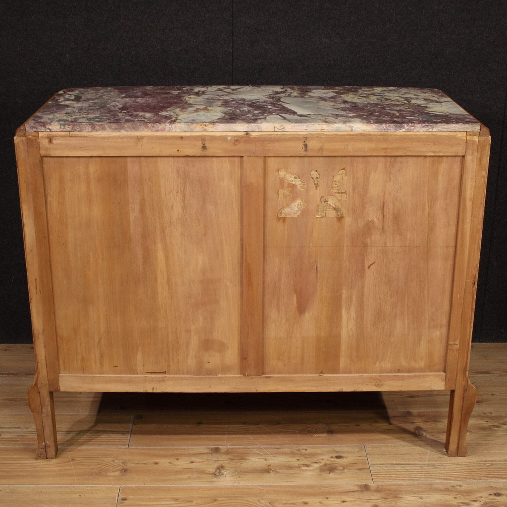 Commode en bouleau avec dessus en marbre du 20ème siècle-photo-2