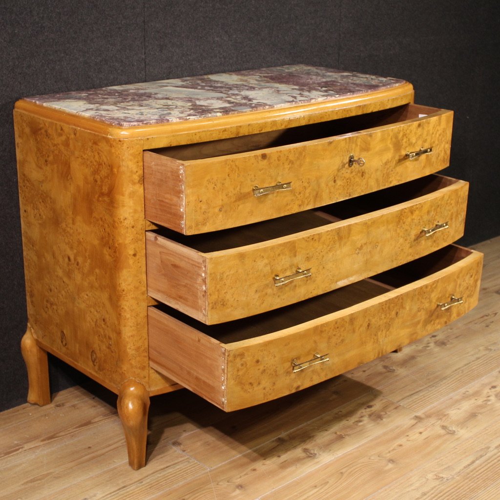 Commode en bouleau avec dessus en marbre du 20ème siècle-photo-5