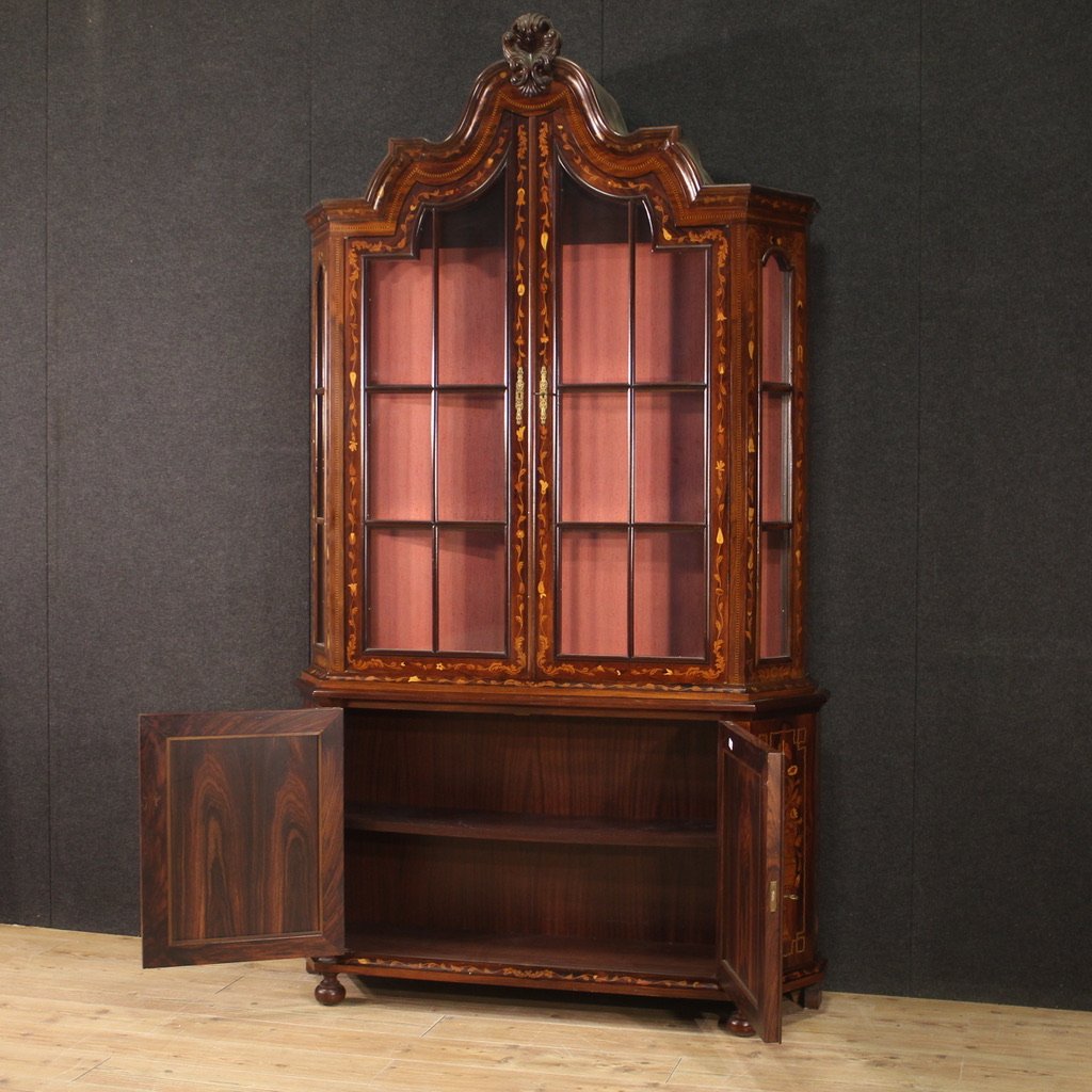 Elegant 20th Century Dutch Inlaid Display Cabinet-photo-2